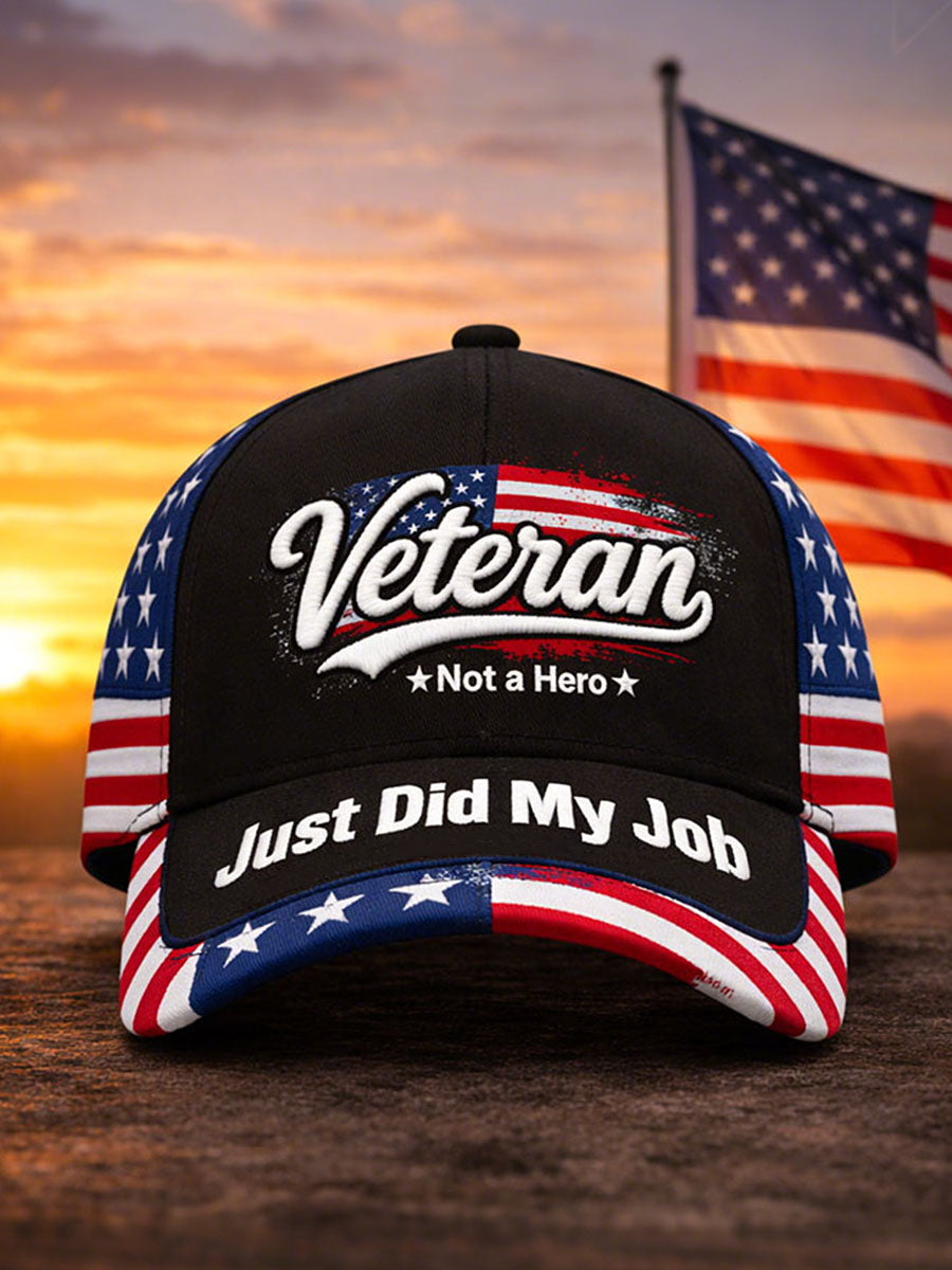"Veteran, not a hero, just did my job" Unisex Hats