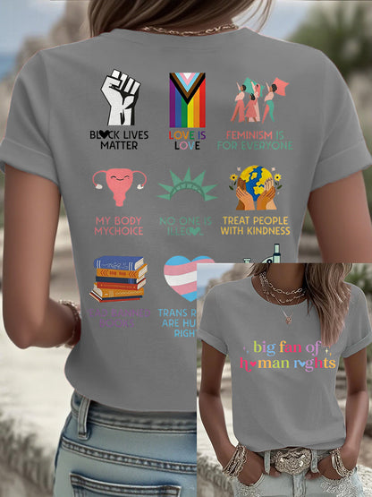 Women's Big Fan Rights Matter Be Good Printed T-shirt