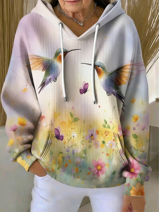 Women's Purple Art Print Casual Hoodie