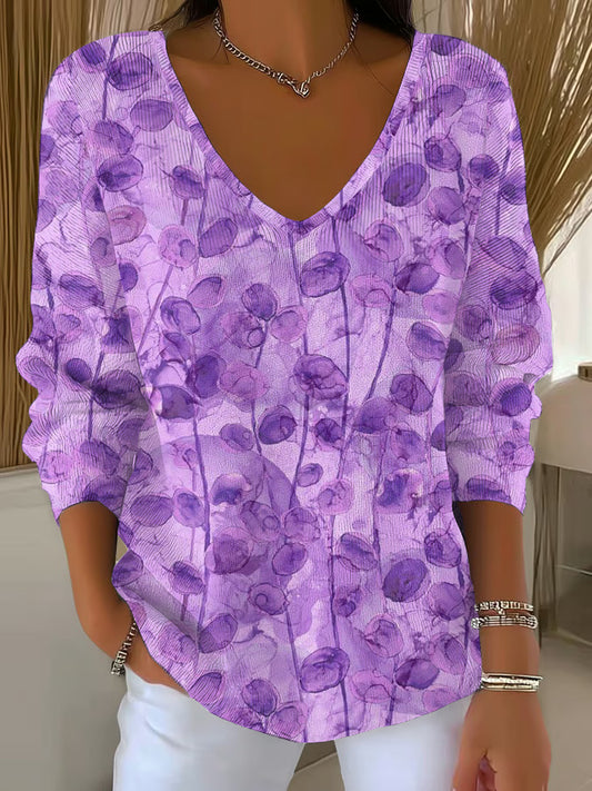 Women's Purple Art Printed Casual Top