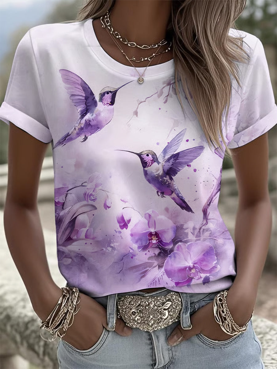 Women's Purple Art Printed T-shirt