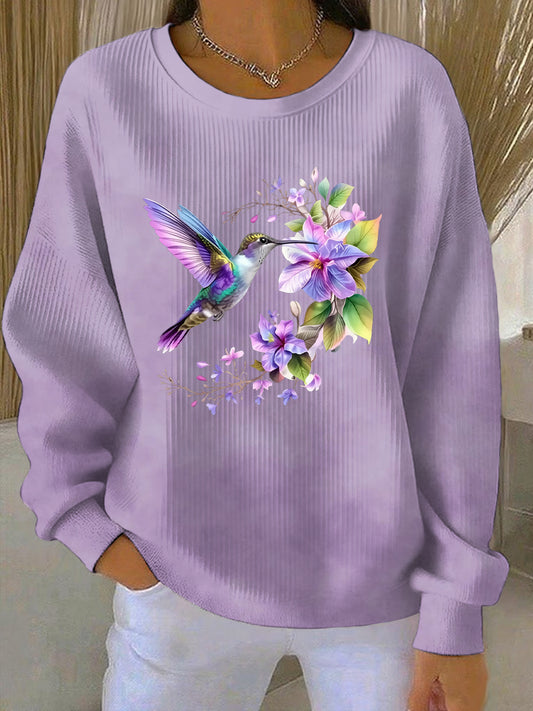 Women's Purple Art Print Casual Sweatshirt