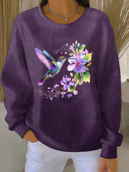Women's Purple Art Print Casual Sweatshirt