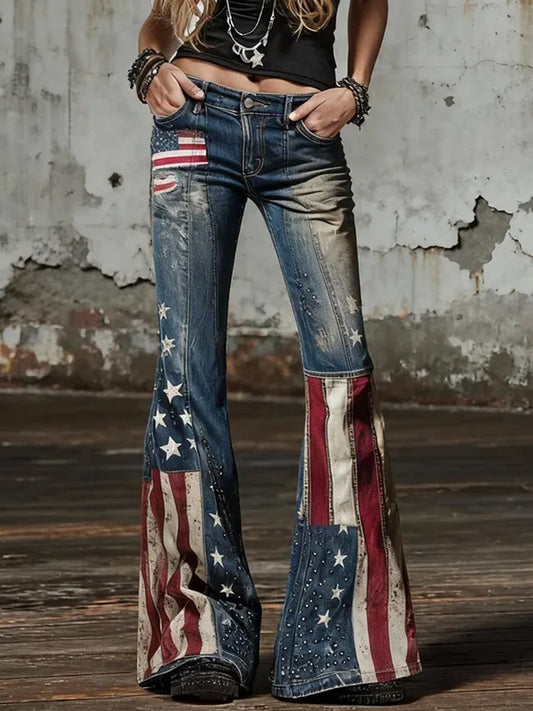 Women's Anniversary Inspired Print Vintage Jeans