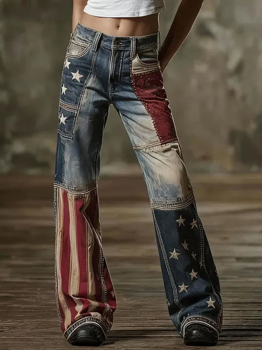 Women's Anniversary Inspired Print Vintage Jeans