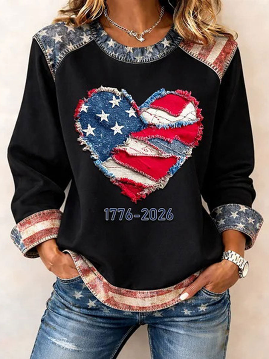 Women's USA 1776-2026 Printed Casual Top