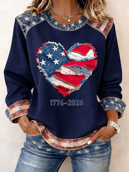 Women's USA 1776-2026 Printed Casual Top