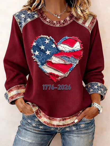 Women's USA 1776-2026 Printed Casual Top