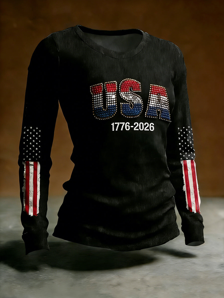 Women's American long-sleeve T-shirt