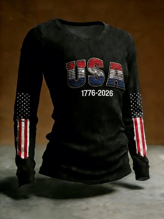 Women's American long-sleeve T-shirt