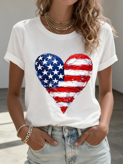 Women's American Heart Print T-Shirt