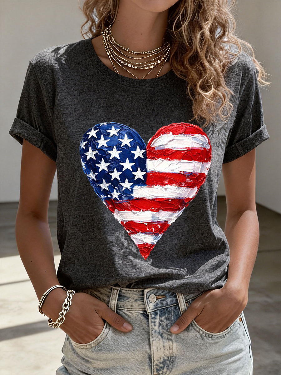 Women's American Heart Print T-Shirt