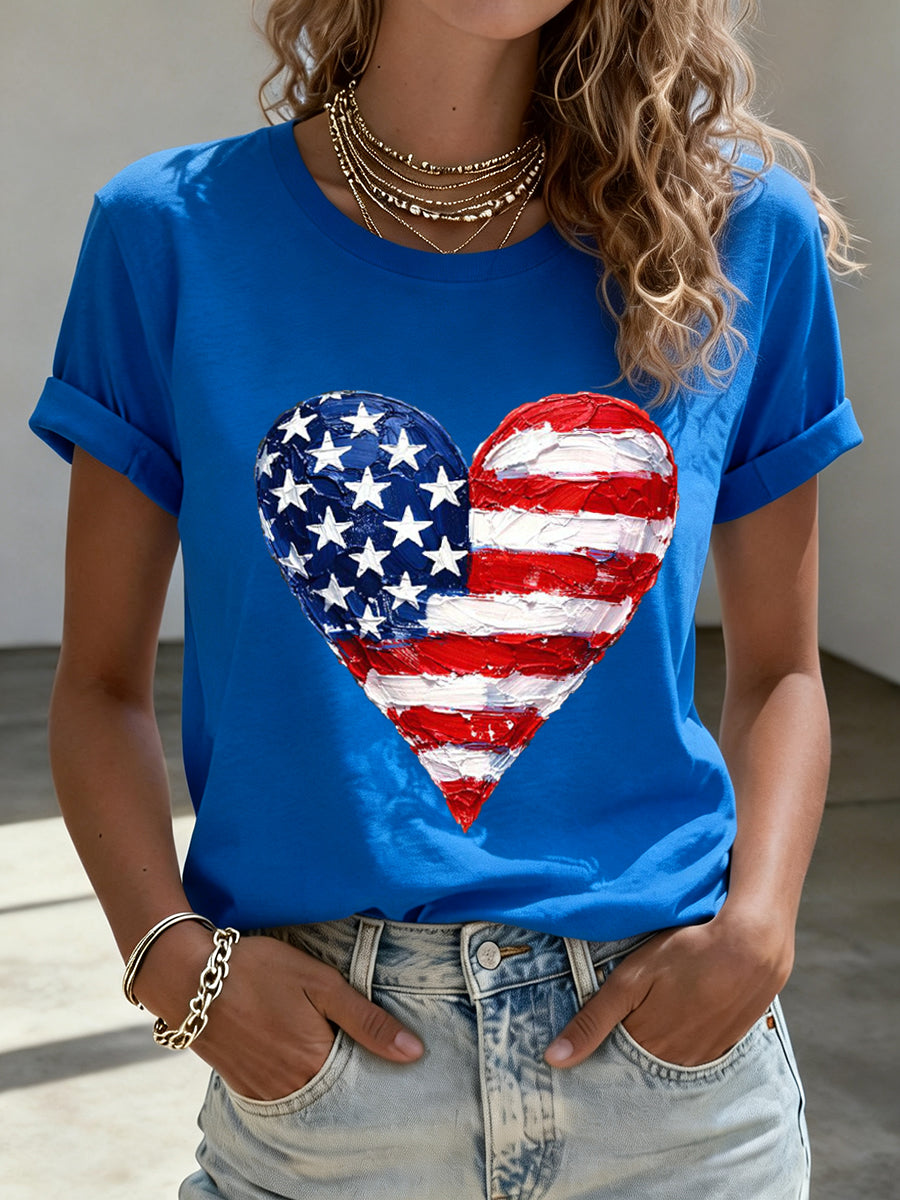 Women's American Heart Print T-Shirt