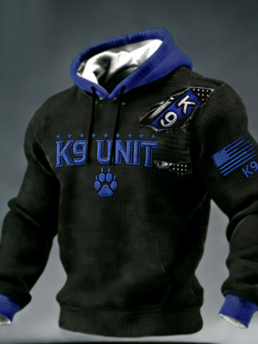 Men's K-9 Veterans Day Checkered Cotton Hoodie