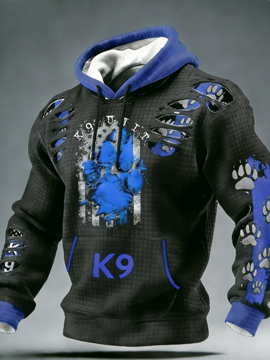 Men's K-9 Veterans Day Checkered Cotton Hoodie