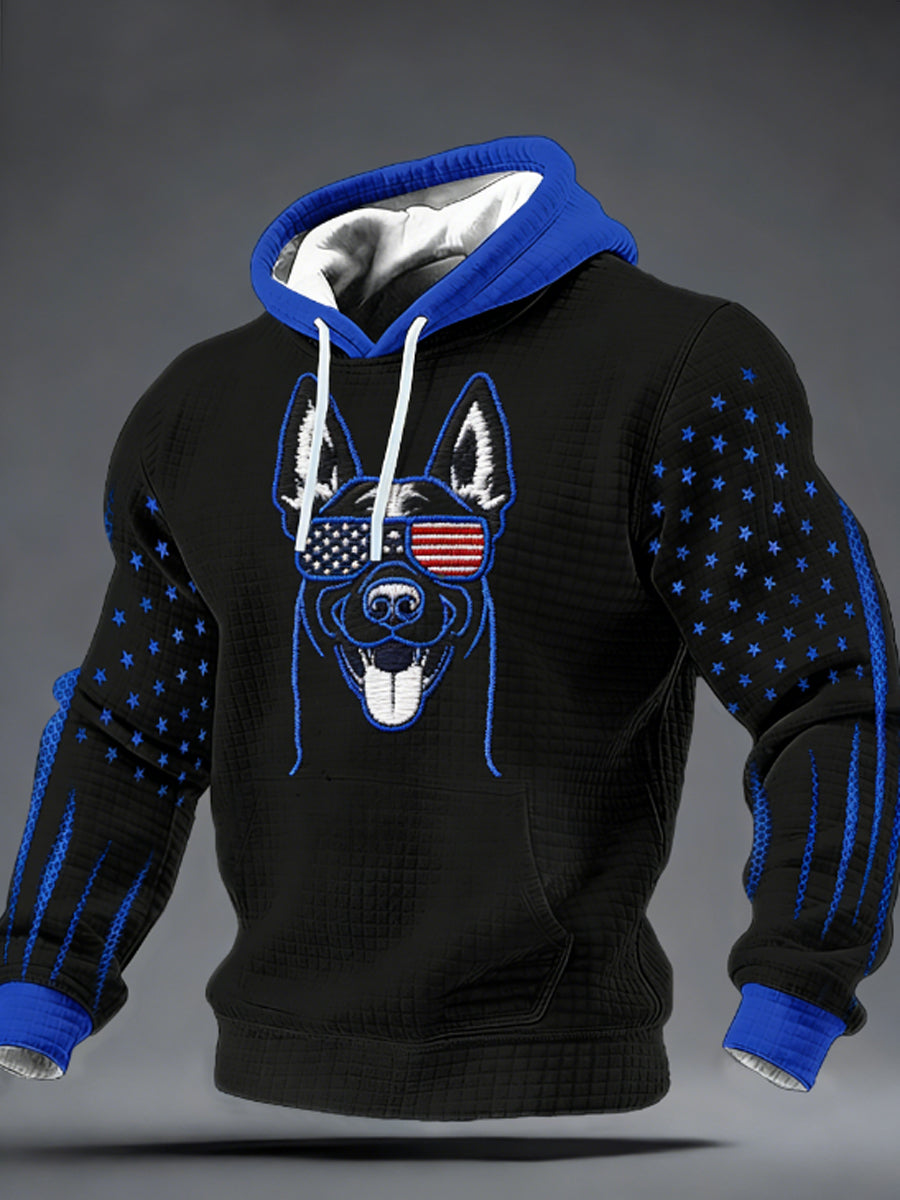 Men's K-9 Veterans Day Checkered Cotton Hoodie
