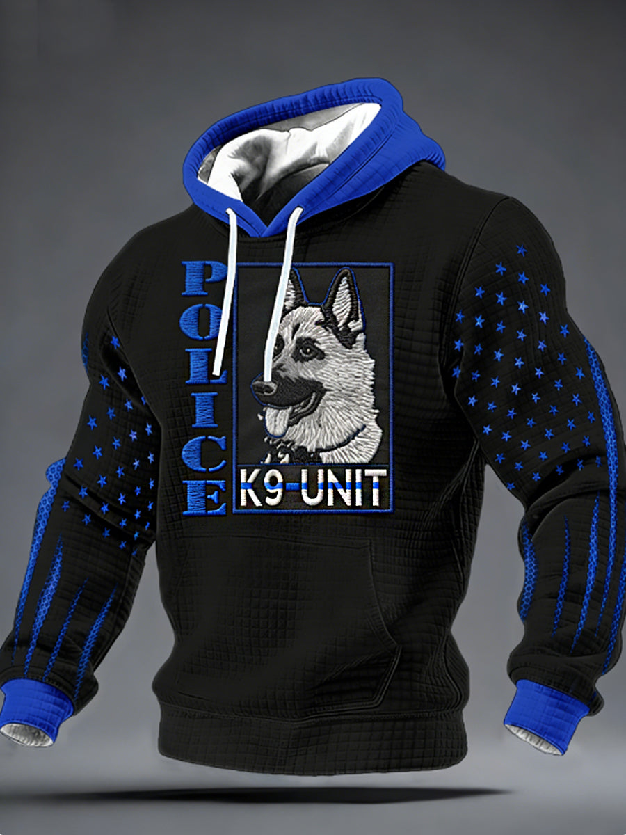Men's K-9 Veterans Day Checkered Cotton Hoodie