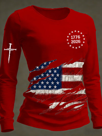 Women's American long-sleeve T-shirt