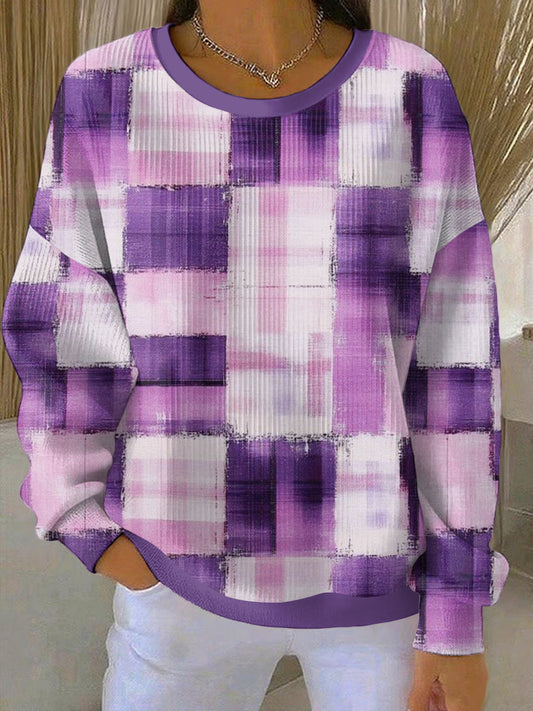Women's Purple Art Print Casual Sweatshirt