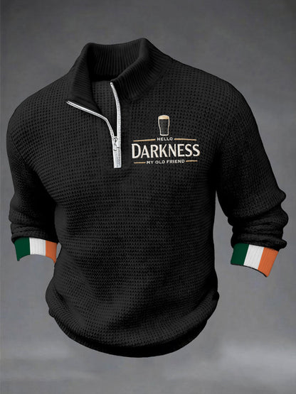 Men's Hello Darkness My Old Friend Printed Casual Zipper Pullover