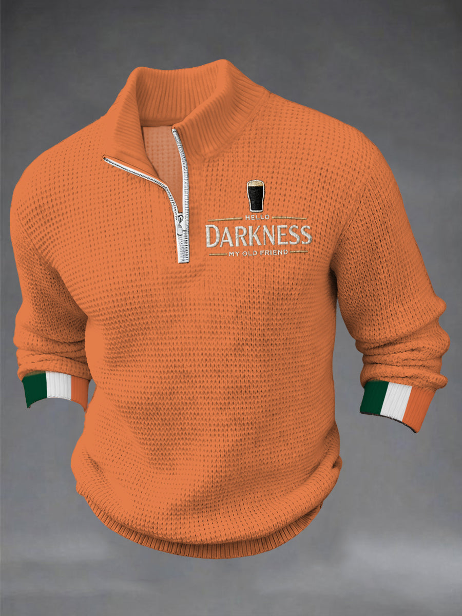 Men's Hello Darkness My Old Friend Printed Casual Zipper Pullover