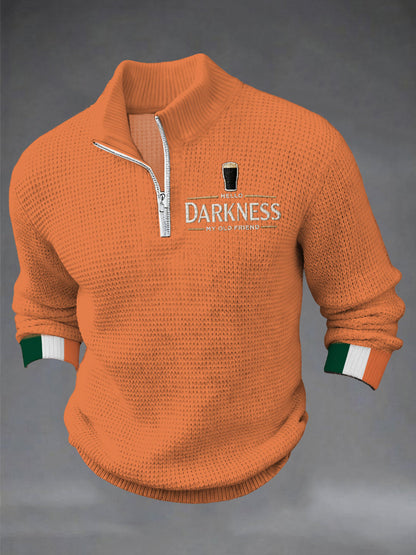 Men's Hello Darkness My Old Friend Printed Casual Zipper Pullover