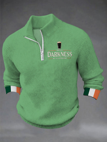 Men's Hello Darkness My Old Friend Printed Casual Zipper Pullover