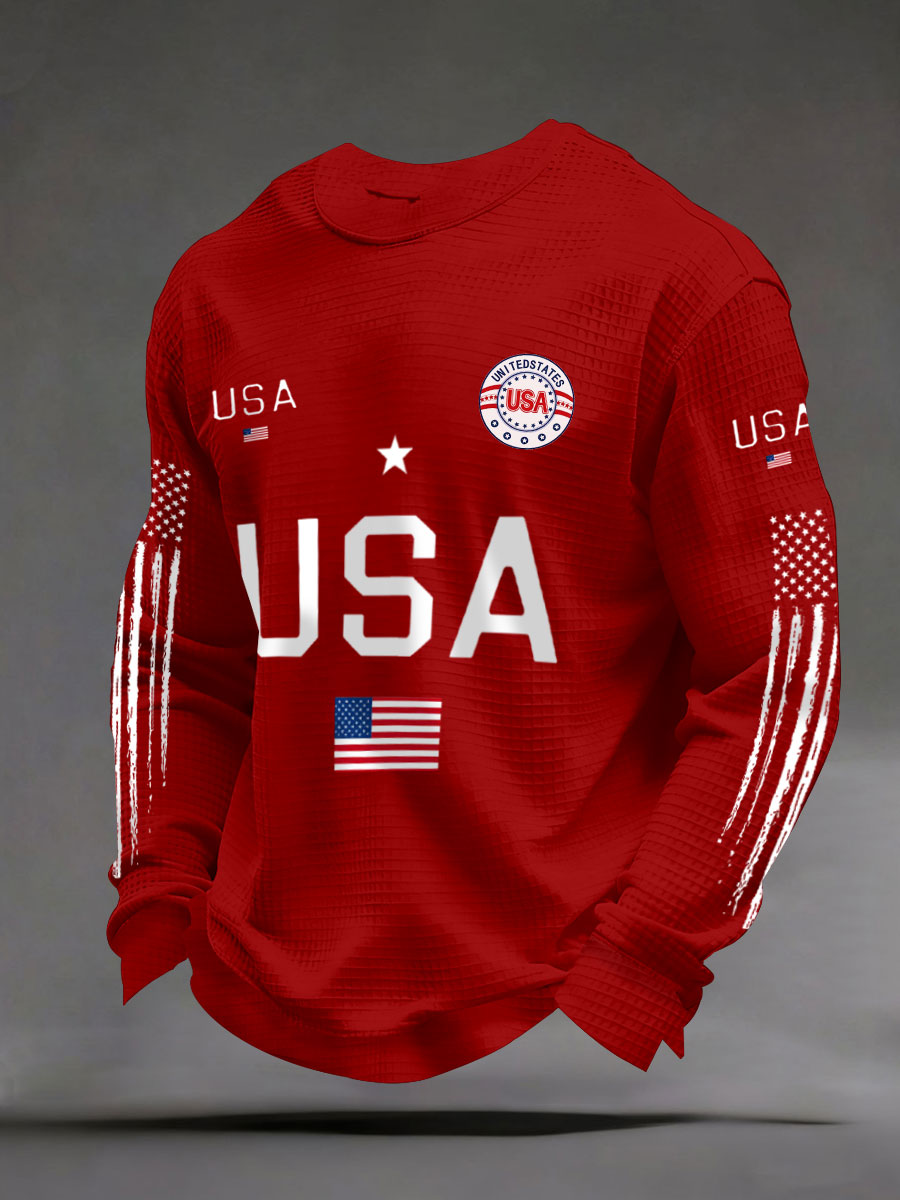 Men's USA Flag Waffle Sweatshirts