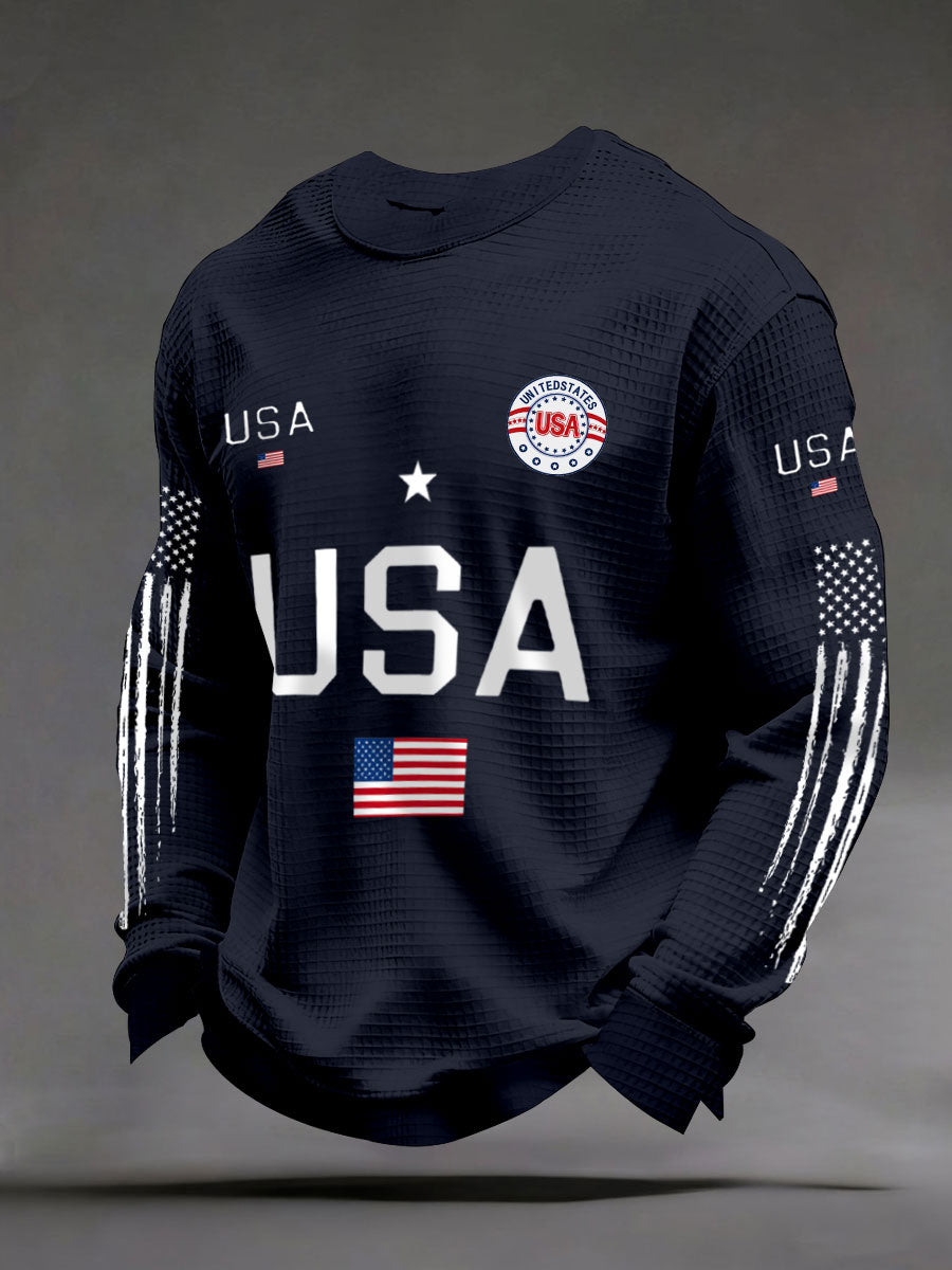 Men's USA Flag Waffle Sweatshirts