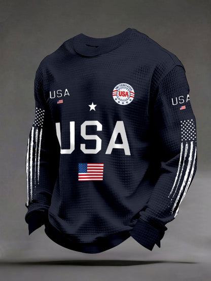 Men's USA Flag Waffle Sweatshirts