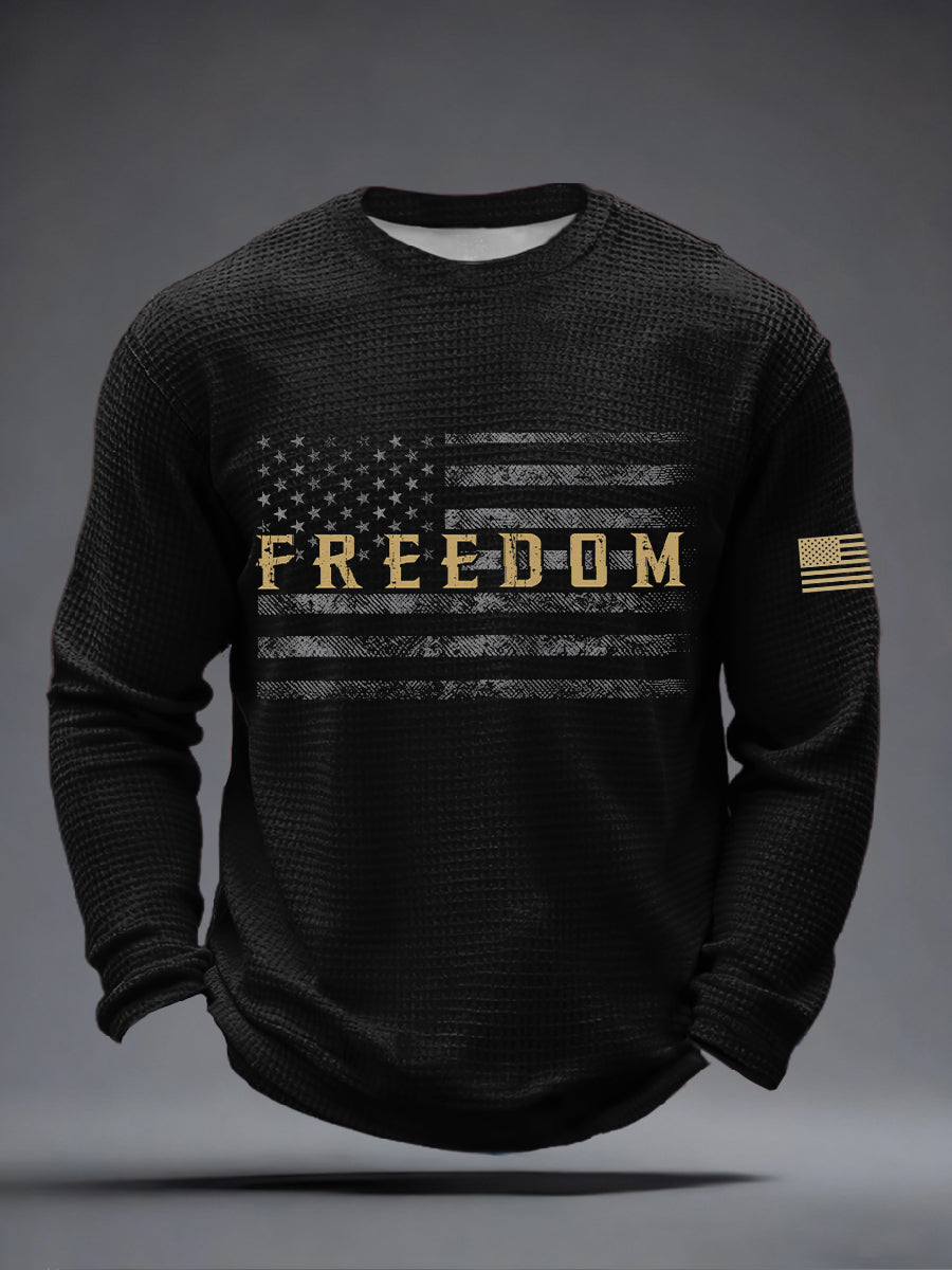 Men's America Freedom Print Waffle Long Sleeve T-Shirt
