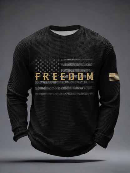 Men's America Freedom Print Waffle Long Sleeve T-Shirt