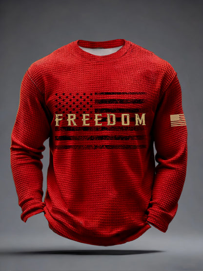 Men's America Freedom Print Waffle Long Sleeve T-Shirt