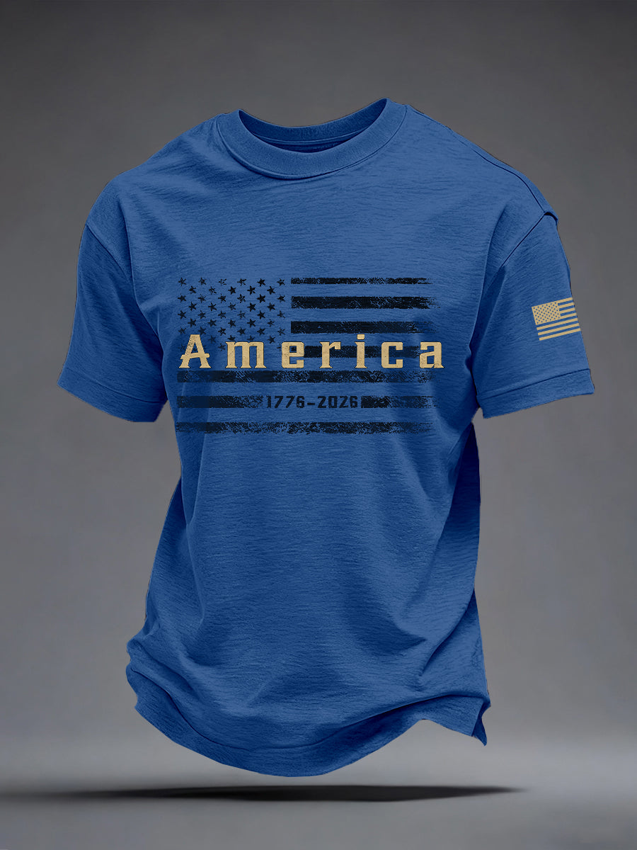 Men's America Flag Print Vintage T-Shirt