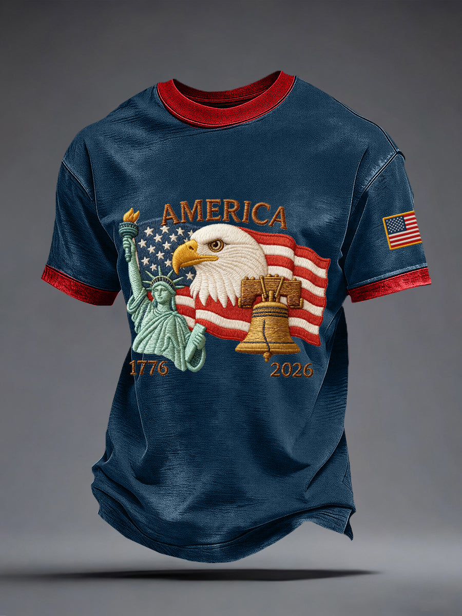 Men's USA 1776-2026 Print Vintage T-Shirt
