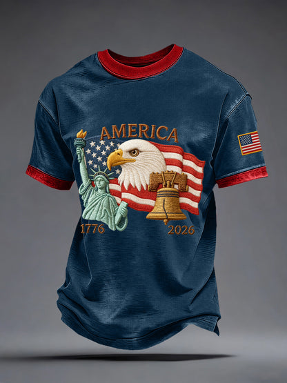 Men's USA 1776-2026 Print Vintage T-Shirt
