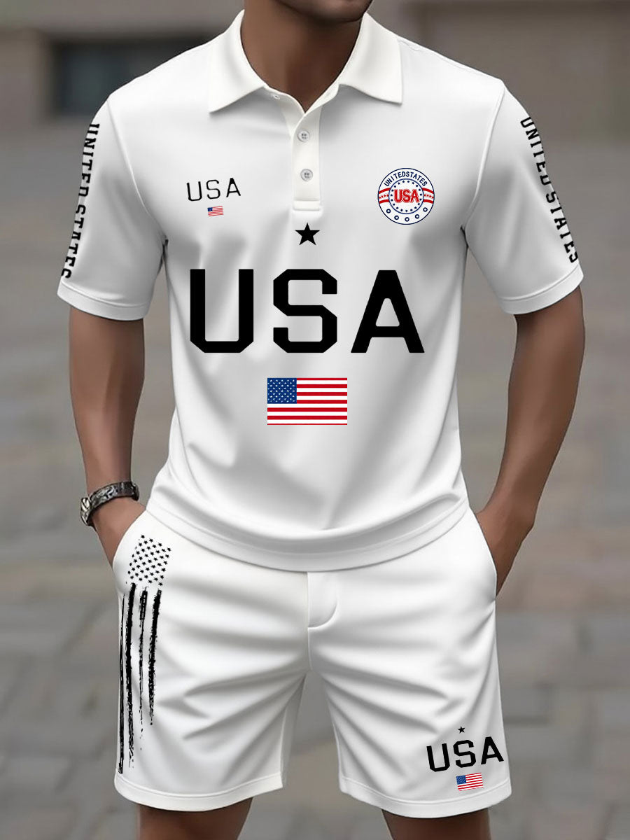 Men's USA Flag Top and Shorts Sets