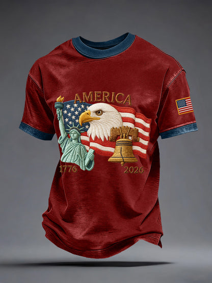 Men's USA 1776-2026 Print Vintage T-Shirt