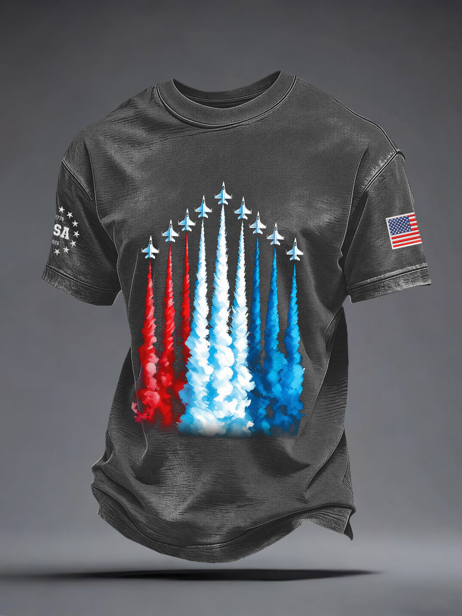 Men's USA Inspired Fighter Jets Print T-Shirt