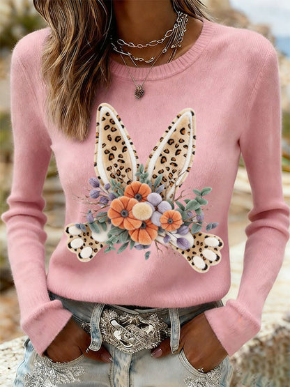 Women's Easter Bunny Print Casual Sweatshirt