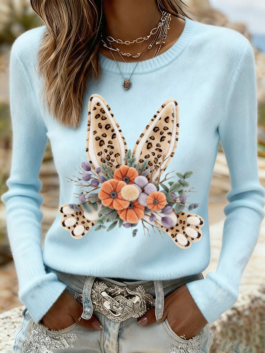 Women's Easter Bunny Print Casual Sweatshirt