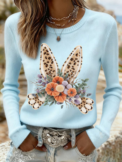 Women's Easter Bunny Print Casual Sweatshirt