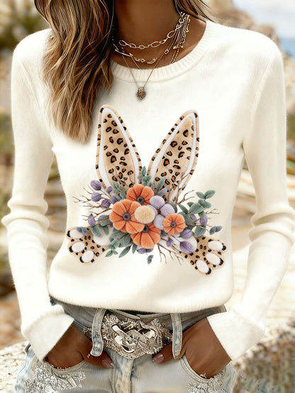 Women's Easter Bunny Print Casual Sweatshirt