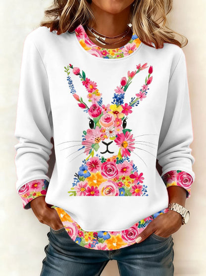 Women's Easter Bunny Print Casual Sweatshirt