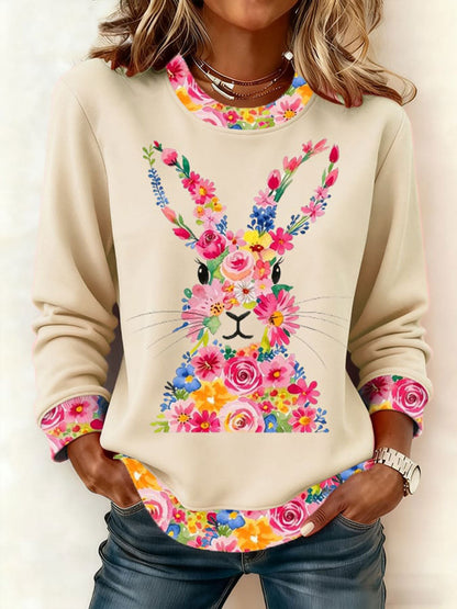 Women's Easter Bunny Print Casual Sweatshirt