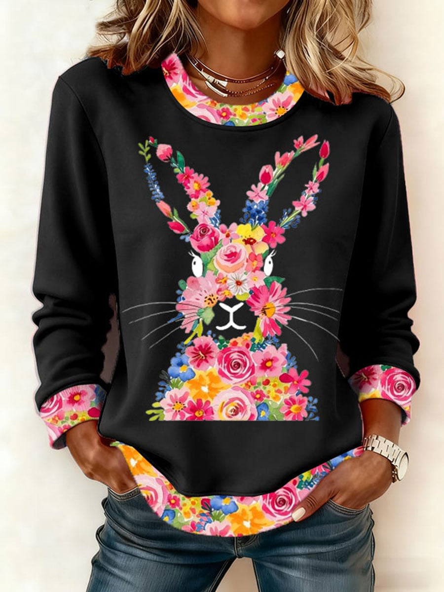 Women's Easter Bunny Print Casual Sweatshirt