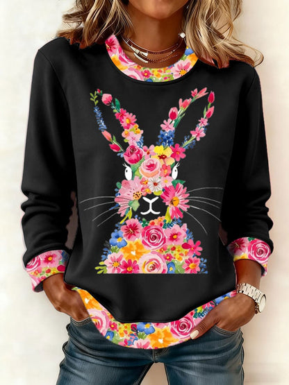Women's Easter Bunny Print Casual Sweatshirt