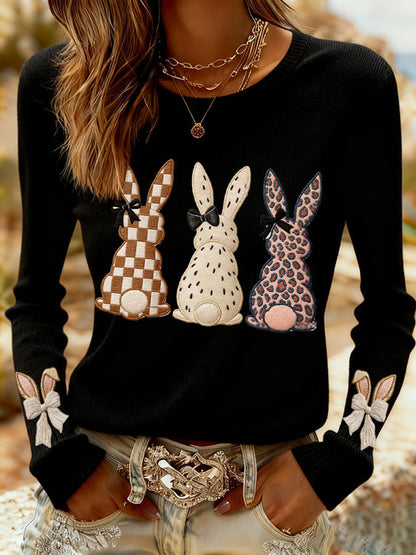 Women's Easter Bunny Print Casual Sweatshirt