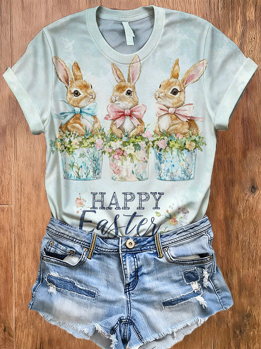 Women's Easter Bunny Print T-Shirt
