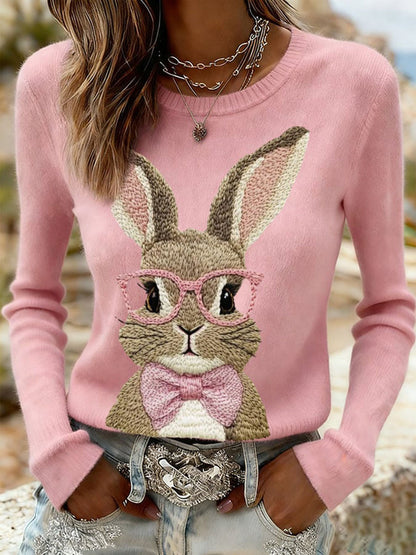 Women's Easter Bunny Print Casual Sweatshirt